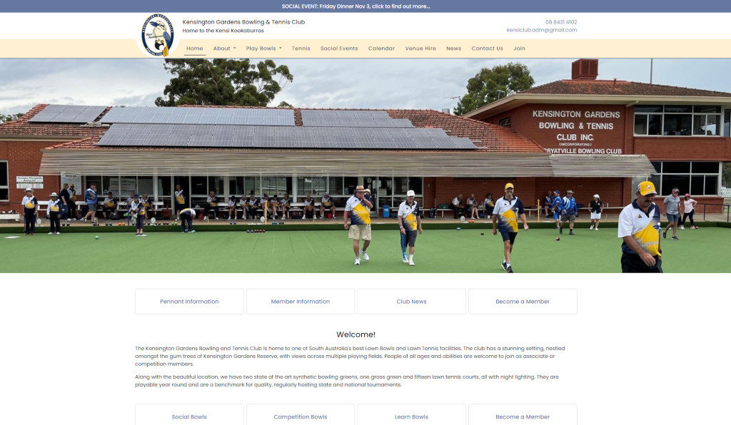 Kensington Gardens Bowls and Tennis Club ace it with the launch of their new Straightsell website